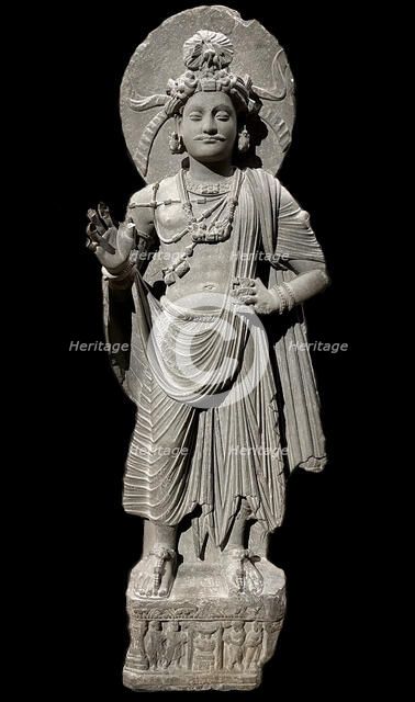 Standing Bodhisattva, Shahbaz-Garhi, Pakistan, 1st-3rd century. Creator: Buddhist art ().