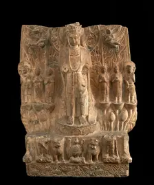 Standing bodhisattva with attendants, Period of Division, 550-577. Creator: Unknown