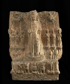 Standing bodhisattva with attendants, Period of Division, 550-577. Creator: Unknown