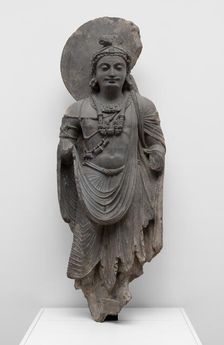 Standing Bodhisattva with Human-Figure Necklace, Kushan period, 2nd/3rd century. Creator: Unknown