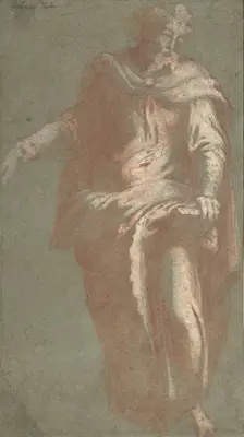 Standing Bearded Man Holding a Book, 1530-60. Creator: Anon