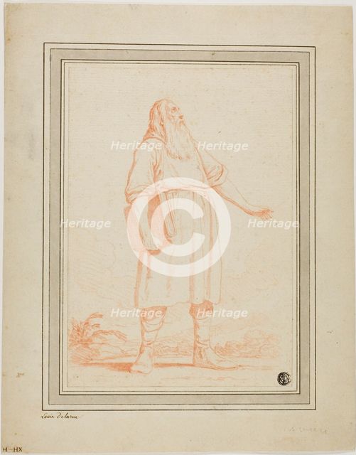 Standing Bearded Man Holding Book, n.d. Creator: Louis Félix Larue.