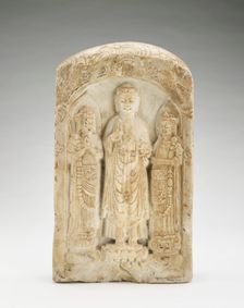 Standing Buddha with bodhisattvas (on one side) and Seated..., Poss. Sui dynasty, possibly 581-618. Creator: Unknown
