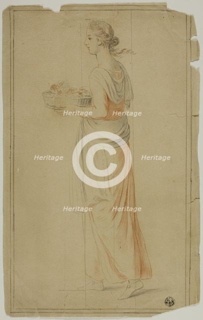 Standing Girl Holding Basket, n.d. Creator: Unknown.