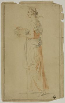 Standing Girl Holding Basket, n.d. Creator: Unknown