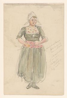 Standing girl in traditional costume, 1868-1933. Creator: Jan Hoynck van Papendrecht