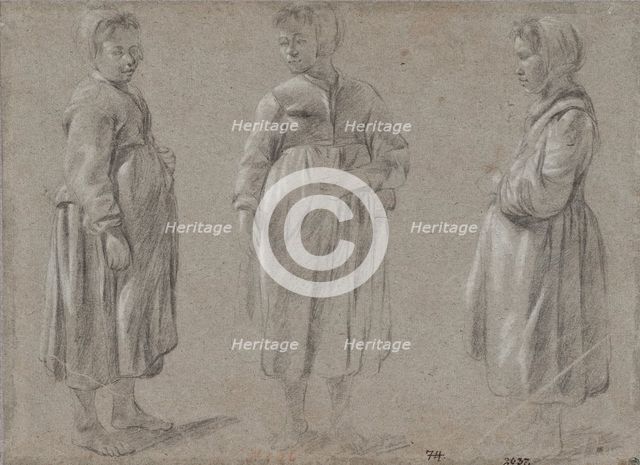 Standing girl, seen from three sides, unknown date. Creator: Anon.