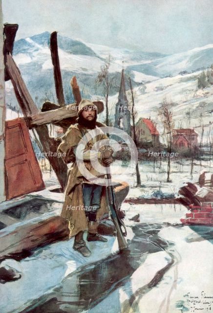 'Standing Guard near Metzeral', Alsace, January 1916, (1926).Artist: Francois Flameng