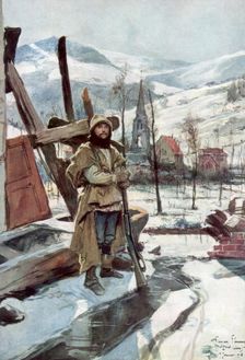 Standing Guard near Metzeral Alsace, January 1916, (1926).Artist: Francois Flameng