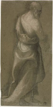 Standing Draped Male Figure in Three-quarters Profile (recto), 1540/50. Creator: Unknown