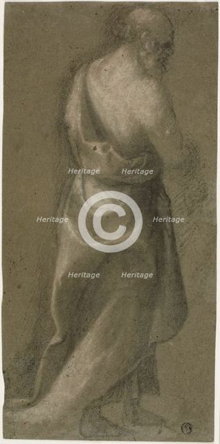 Standing Draped Male Figure in Three-quarters Profile (recto), 1540/50. Creator: Unknown.