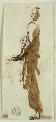 Standing Draped Figure in Profile (recto), n.d. Creator: Salvator Rosa