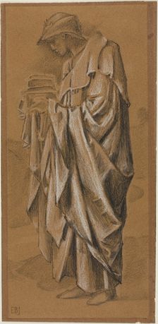 Standing Draped Figure in Profile to Left, c. 1888-1891. Creator: Sir Edward Coley Burne-Jones