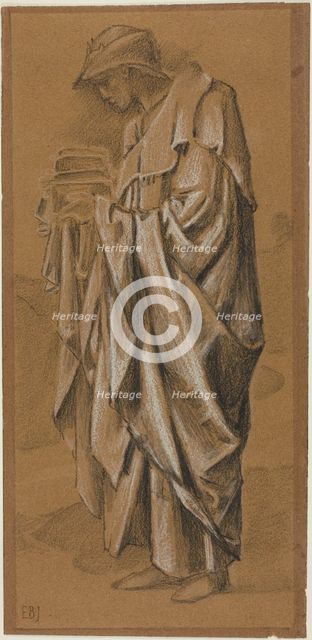Standing Draped Figure in Profile to Left, c. 1888-1891. Creator: Sir Edward Coley Burne-Jones.