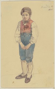 Standing farm boy from Berod, c1835. Creator: Jakob Becker