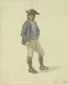 Standing farmer facing right, 1849. Creator: Jakob Dielmann