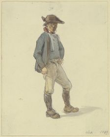 Standing farmer facing right, 1849. Creator: Jakob Dielmann