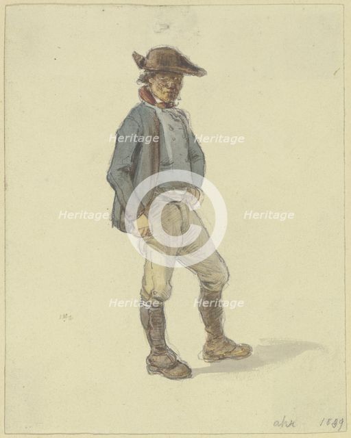Standing farmer facing right, 1849. Creator: Jakob Dielmann.