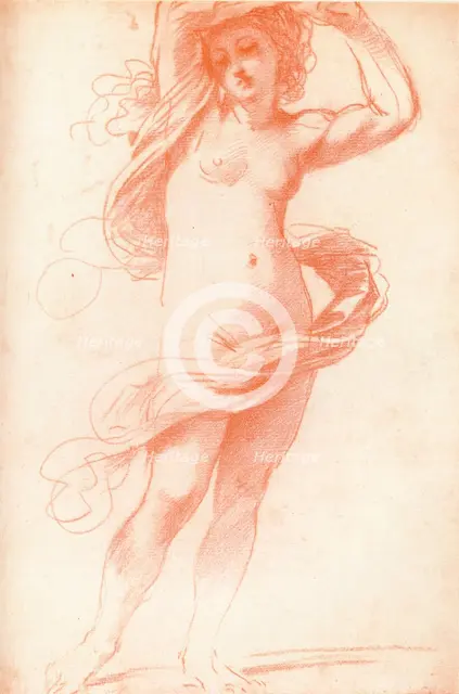 Standing Female Nude, (17th century), 1925. Artist: Unknown