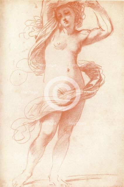 Standing Female Nude, (17th century), 1925. Artist: Unknown