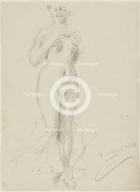 Standing Female Nude, 1904. Creator: Anders Leonard Zorn.