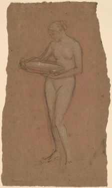 Standing Female Nude Holding a Bowl [recto], 1868/1873. Creator: James Abbott McNeill Whistler
