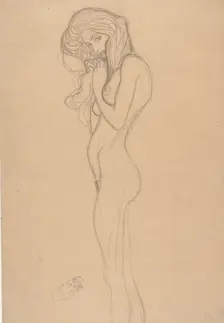 Standing Female Nude (Study for The Beethoven Frieze), 1901. Creator: Klimt, Gustav (1862-1918)
