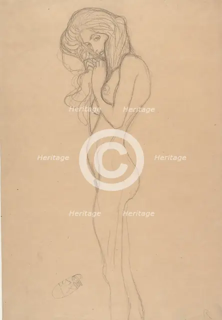 Standing Female Nude (Study for The Beethoven Frieze), 1901. Creator: Klimt, Gustav (1862-1918).