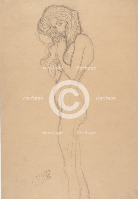 Standing Female Nude (Study for The Beethoven Frieze), 1901. Creator: Klimt, Gustav (1862-1918).