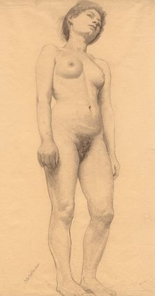 Standing Female Nude, probably 1878-79. Creator: Otto H. Bacher (American, 1856-1909)