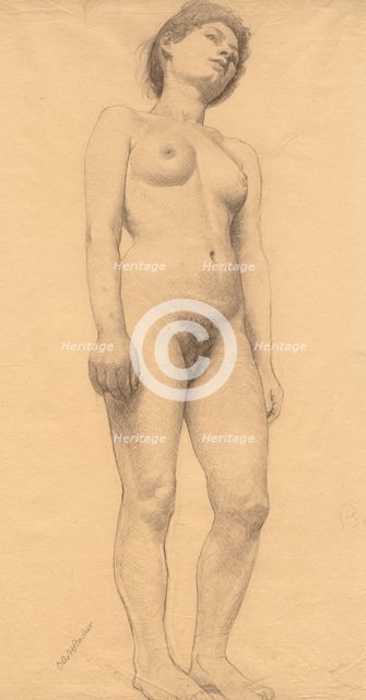 Standing Female Nude, probably 1878-79. Creator: Otto H. Bacher (American, 1856-1909).