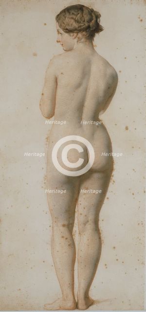 Standing female nude viewed from the back, (1850s?). Creator: William Mulready.