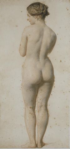 Standing female nude viewed from the back, (1850s?). Creator: William Mulready