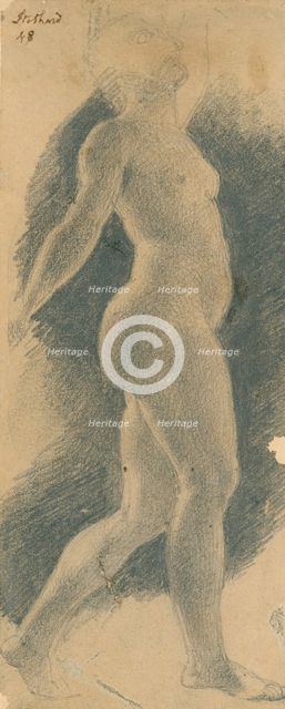 Standing female nude viewed from the right, (c1800?). Creator: Thomas Stothard.