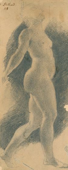 Standing female nude viewed from the right, (c1800?). Creator: Thomas Stothard