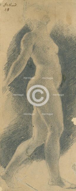 Standing female nude viewed from the right, (c1800?). Creator: Thomas Stothard.