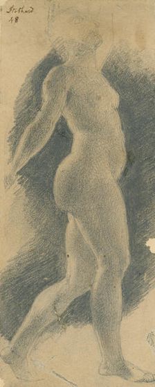 Standing female nude viewed from the right, (c1800?). Creator: Thomas Stothard