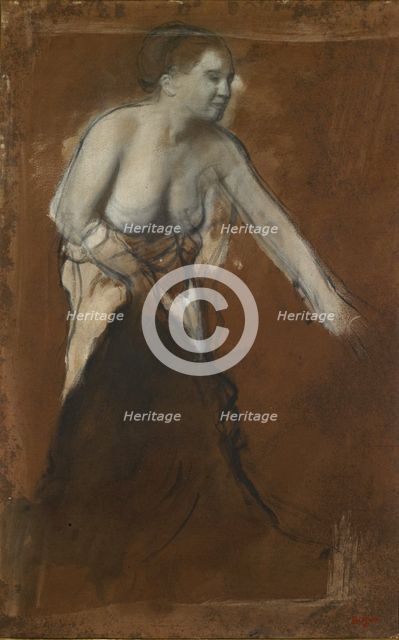 Standing Female Figure with Bared Torso, 1867. Creator: Edgar Degas.