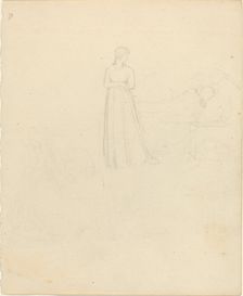 Standing Female Figure Looking at Reclining and Seated Figures. Creator: John Flaxman