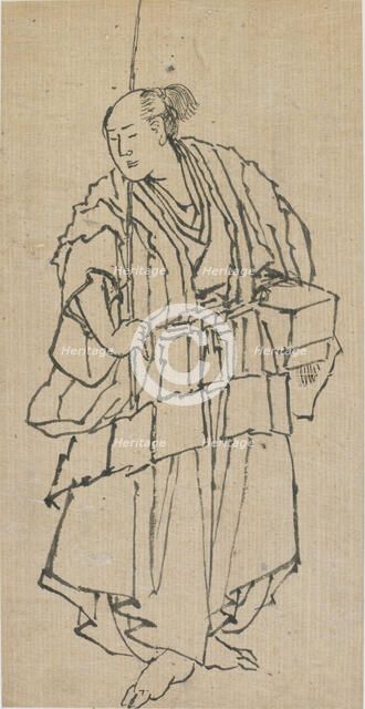 Standing figure of a man, late 18th-early 19th century. Creator: Hokusai.