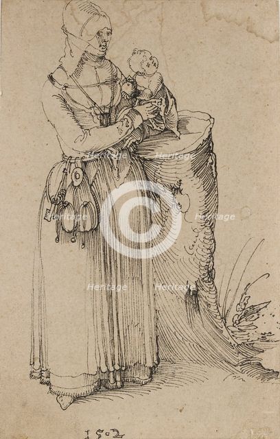 Standing Figure of a Woman holding a Child, 1502. Artist: Albrecht Durer.