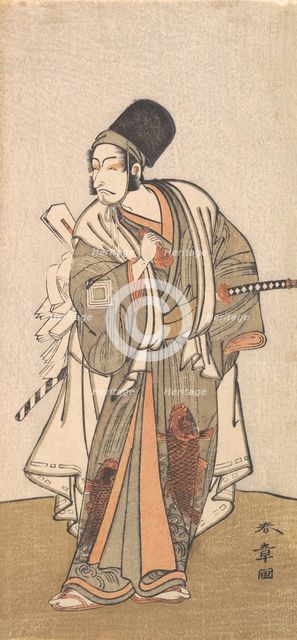 Standing figure of an actor of the Ichikawa family, probably Danjuro IV, 1726-1792. Creator: Shunsho.