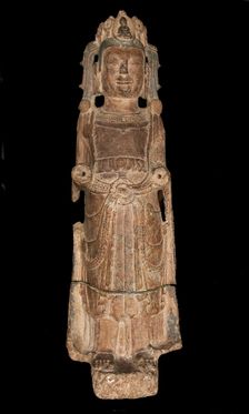 Standing figure of Bodhisattva: both hands missing, and minor injuries, Period of Division, 557-581. Creator: Unknown