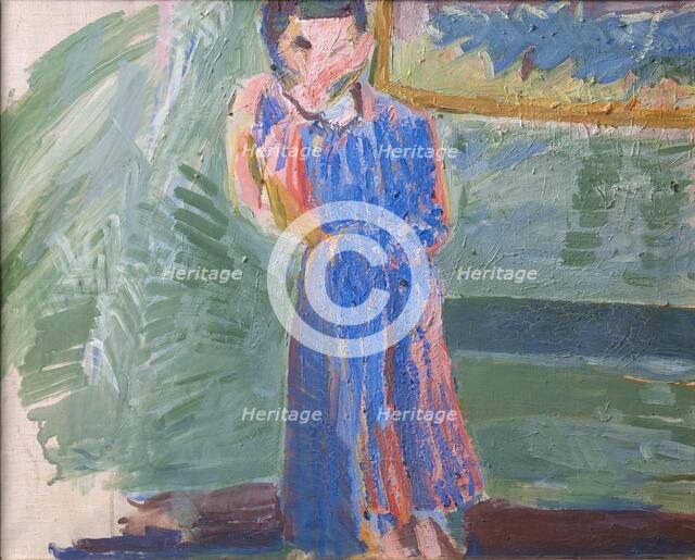 Standing Figure, Blue Dress, 1941. Creator: Niels Larsen Stevns.