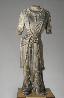Standing figure (torso) of a bodhisattva (pusa), Tang dynasty, early 8th century. Creator: Unknown
