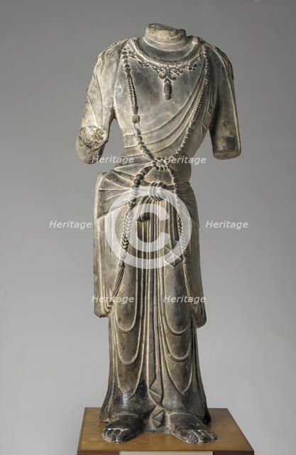 Standing figure (torso) of a bodhisattva (pusa), Tang dynasty, early 8th century. Creator: Unknown.