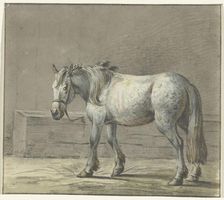 Standing horse in a stable, left, 1810-1816. Creator: Jean Bernard