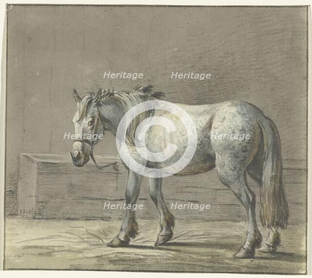 Standing horse in a stable, left, 1810-1816. Creator: Jean Bernard.
