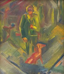 Standing Hunter with a Dog, 1930-1940. Creator: Arnold Peter Weisz-Kubincan
