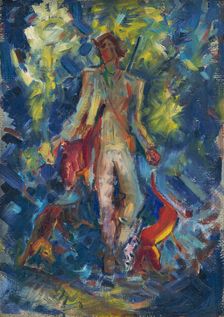 Standing Huntsman with Two Dogs, 1940-1944. Creator: Arnold Peter Weisz-Kubincan
